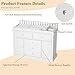 Timechee 46“ Baby Dresser with Changing Table Top, White Dresser with Storage Drawers and Doors for Nursery, Multifunctional Nursery Baby Changing Table Dressers, Diaper Station Cabinet for Kids Room