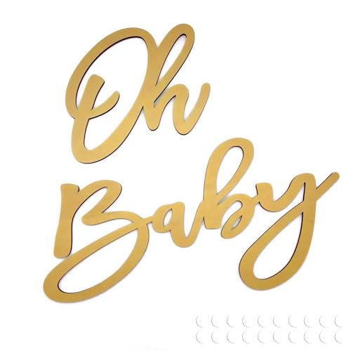 Oh Baby Sign for Backdrop Large Wooden Baby Shower Sign Gold Letters Party Banner for Boy/Girl Decorations Backdrop Party