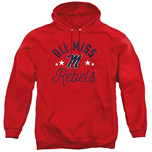 University of Mississippi Ole Miss Official Rebels Unisex Adult Pull-Over Hoodie,Red, Large