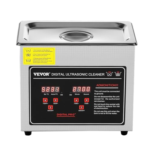 Ultrasonic Cleaner with Digital Timer & Heater, Professional Ultra Sonic Jewelry Cleaner, Stainless Steel Heated Cleaning Machine for Glasses Watch Rings Small Parts Circuit Board (3L)