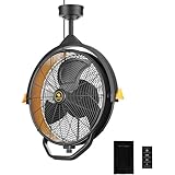 Mule 18" Fan XL, Dual Height Ceiling Mounting Options, Standard 3-Prong Plug, 360-Degree and Up/Down Adjustable Direction, 3-Speeds, High Flow, 8 Foot Cord, Damp Rated, Black Matte 52020
