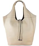  Freyday Echtleder Shopper mit Schmucktasche in vielen Farben Schultertasche Damen Henkeltasche S05 (Beige)
