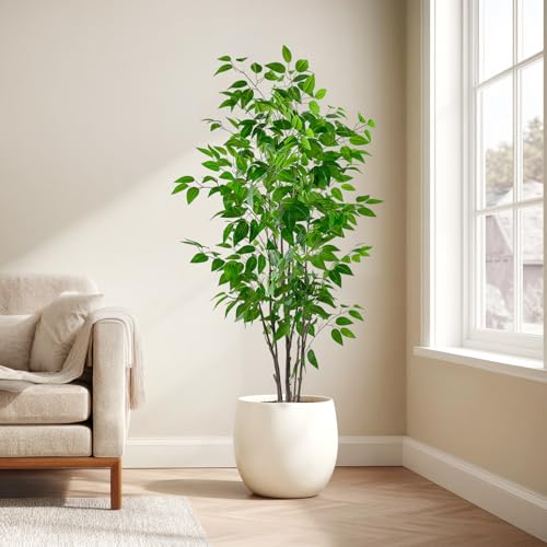 VIGGDA 5ft Artificial Ficus Tree with White Plastic Planter — view 4