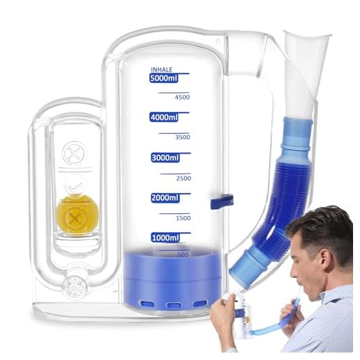 Incentive Spirometer, Breathing Exercise Device for Lungs, 5000ml Capacity for Deep Inhalation, Durable Medical-Grade PC Material | Airflow Indicator for Steady Inhalation Practice