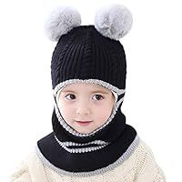NLAND 3 In 1 Mignon Bébé Bonnet Echarpe Set Hiver Chaud Cagoule En