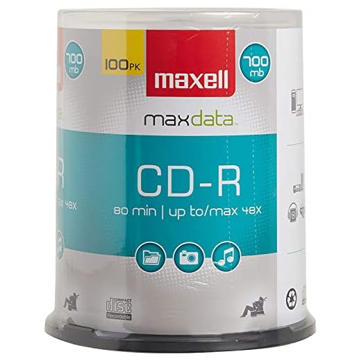 Maxell 648200, Premium Quality Noise free Surface Playback Recordable CDs 700Mb Storage – 2x to 48x, Write Speed 80 minutes - Blank CDs, CD Storage & Reusable Spindle Case Holder – 100 Pack