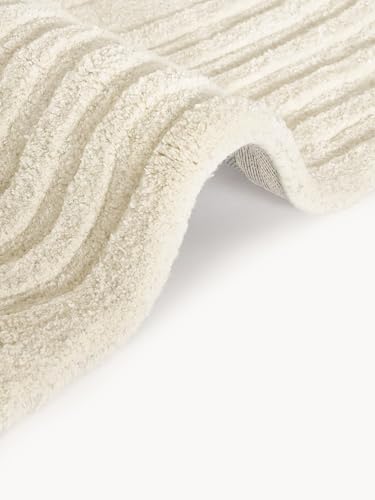 Image of Hand-Tufted Woolen Large Carpets for Living Room 8x11 Ivory Color Modern Anti-Skid Area Rug High Pile Thick Carpet & Rugs for Hall & Bedroom
