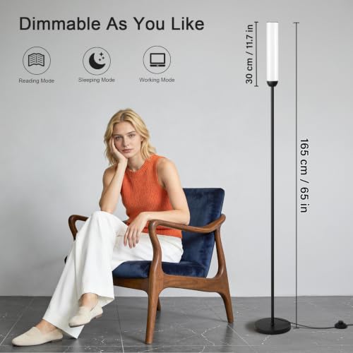 Image of Ambimall LED Floor Lamps with Remote Control Set of 2, Foot Switch, Black