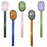 TMXAOK 5 cucharas de vidrio transparentes para mezclar café, leche, cócteles, bebidas, espresso, cucharaditas coloridas, varilla agitadora, agitadores, sal, azúcar, helado para bar, fiesta, café (B)