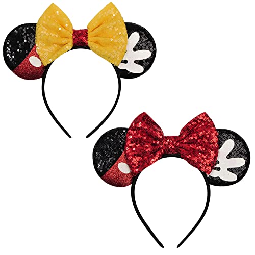 Image of FANYITY Mouse Costume Ears,2 Pcs Mouse Ears Headbands for Girls & Women Party,Size Free (SYH+SYH)