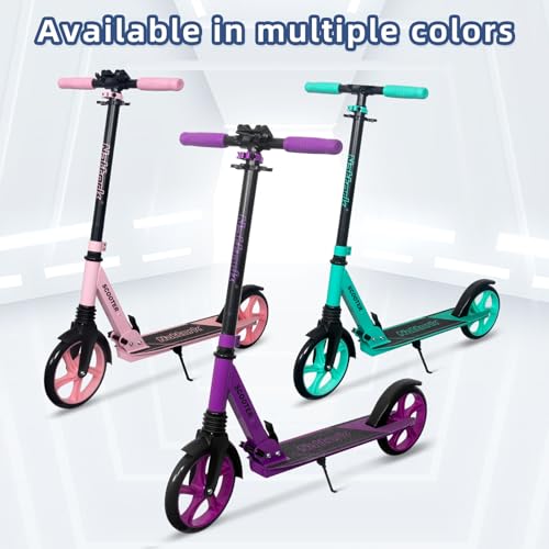 Nattork Kick Scooter for Kids 6+ Years Teens Adults - 220LB Weight Capacity, Front Shock Absorber and Adjustable Handlebar - Smooth Ride with 8" Sturdy Wheels, Ideal for Outdoor Sports Pink by Nattork - Image 7