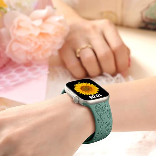 SNBLK 6-Pack Floral Engraved Silicone Apple Watch Bands 38–49mm — view 6