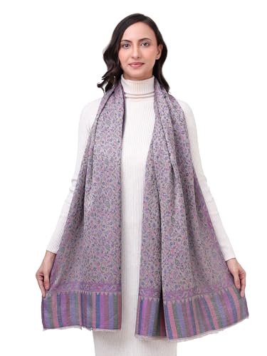 Image of EH Pashmina Stole, Reversible Jamawar weave in beautiful paisley & floral, very soft MODAL fabric, all season Stole, Scarf, Wrap.