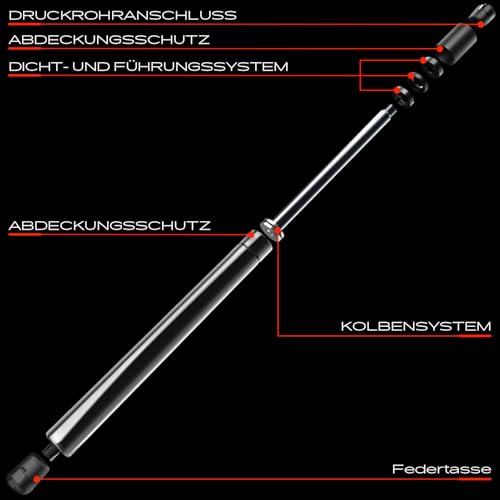 Frankberg 2x Universal Gasdruckdämpfer Gasdruckfeder 270N 500MM 200MM Einzel-Kugelkopf Für Möbel Wohnmobil Markisenstangen Zeltstangen Schränke Werkzeugkästen Stauraumabdeckungen