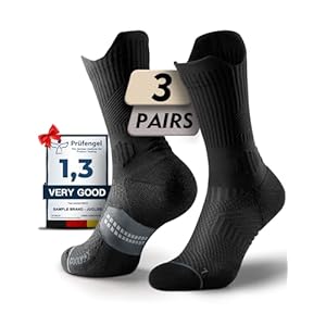 Bamboo Viscose Compression Running Crew Socks, Moisture Wicking Anti-Blister Hiking Athletic Winter Thick Socks