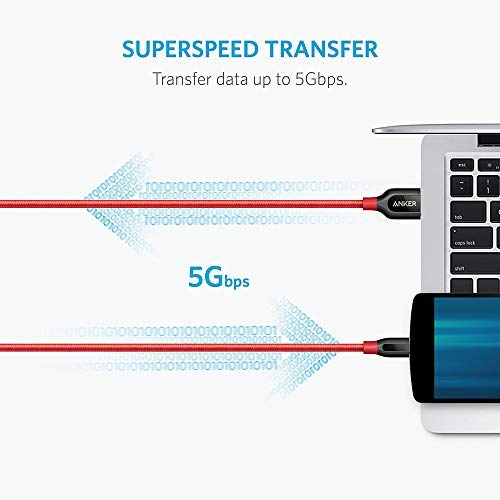 Anker Powerline+ USB-C to USB 3.0 Cable (6ft, 2-Pack), High Durability, for Samsung Galaxy Note 8, S8, S8+, S9, S10, iPad Pro 2018, MacBook, Nexus 5X, Nexus 6P, OnePlus 2 and More(Red)