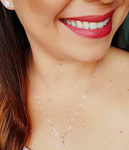 Conjunto Colar Corrente 45cm Brinco Ponto De Luz Estrela De Prata 925