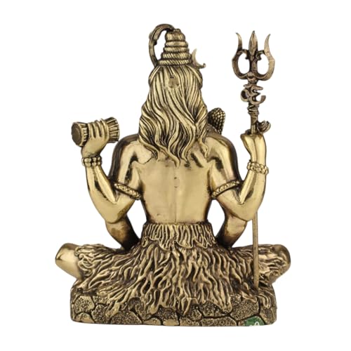 Image of Brass Shiva Statue | 3 inch Lord Shiva Idol for Home Decor, Pooja, and Meditation | Hindu God Figurine Shiva Idol for Car Dashboard