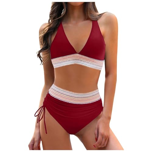 Trajes de baño de leopardo de talla grande para mujer, conjuntos de bikini de cintura alta, trajes de baño de dos piezas con cordón, pantalones de protección para mujer, Rd2., 5XL