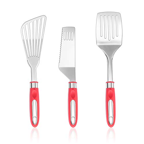 Stainless Steel Spatula Turner Set (3 PCS Set) - Includes Kitchen Fish Spatula