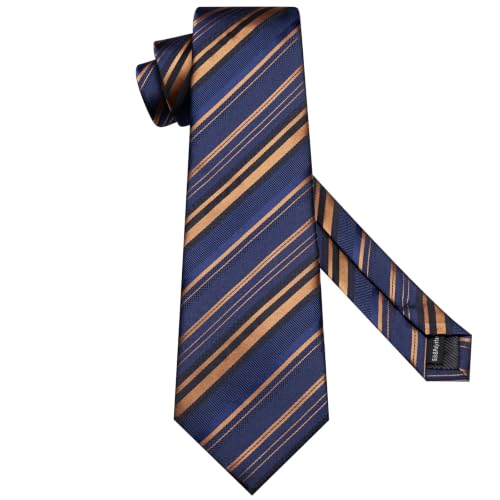 Image of Hi-Tie Men Silk Ties Set with Flower Lapel Pin Necktie Pocket Square Cufflinks for Tuxedo Wedding Business