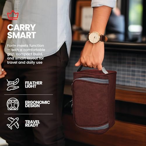 Image of FATMUG Large Toiletry Organizer Dopp Kit Washbag for Men, Cosmetics Pouch for Women- Maroon