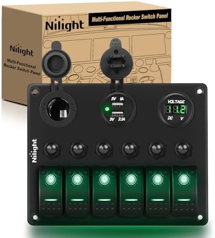 Nilight 6 Gang Rocker Switch Panel On Off Toggle Resettable Circuit Breaker