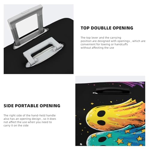 Three Colorful Ghosts Neon Elastic Travel Luggage Covers Dustproof Scratch-Resistant Suitcase Protector Fit 22-24 Inch3