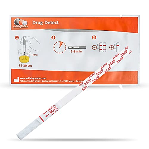 self-diagnostics Drogenschnelltest Amphetamine (AMP) - Speed - Pep - Cut-Off: 300 ng/ml - 10 Teststreifen - Drogennachweis - Tauchtest - Urintest - Amphetamin Test - 5 min Drogentest Urin