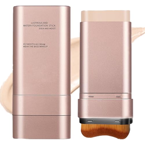 Moisturising Face Tint Balm Foundation Stick In Ivory - With Built-In Brush For Brightening Skin Tone, Full Coverage Powder Foundation And Concealer For Mature Skin, Lightweight Creamy Texture