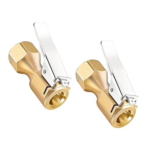 Robustes Messing-Luftfutter, offener Durchfluss, gerades Reifenfutter mit Verriegelungsclip, 6,35 mm FNPT Reifenfutter für Reifenfüller, Manometer, Luftpumpe, Kompressor-Zubehör (Messing, 2 Stück)