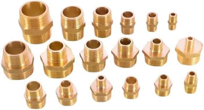 Brass Male to Male Reducer Adapter Fitting 1/8" 1/4" 3/8" 1/2" 3/4" Double External Thread Connector for Water Gas Air Plumbing(0.75 to 0.125inch)