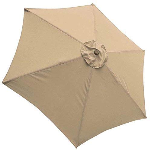 AMPERSAND SHOPS Replacement Cover for 9-Ft. 6-Rib Outdoor Patio Umbrella Canopy Sunshade Top (Tan)
