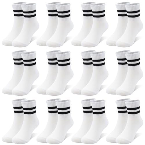 SPTRAMLE 12 Pairs Kids Socks Toddler Cotton Athletic Socks for Boys 9-12 Years