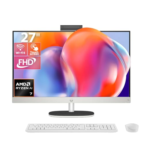 Image of cefesfy Customized All-in-One, Created Using HP 27 inch All in One Touch Desktop PC, AMD Ryzen AI 7 350, Copilot+ PC, 32 /64GB DDR5 RAM, 2 /4TB SSD, FHD IPS Display, Wireless KB & Mouse, Windows 11 Home