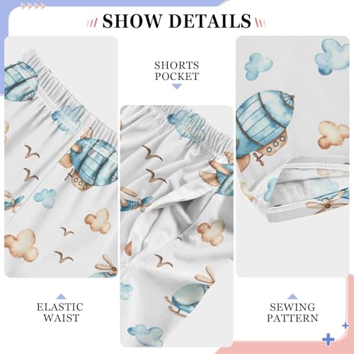 ZZXXB Airship Helicopter Boys Long Pants Soft Trousers Elastic Waist Kids Lounge Bottoms with Pockets S-XL4