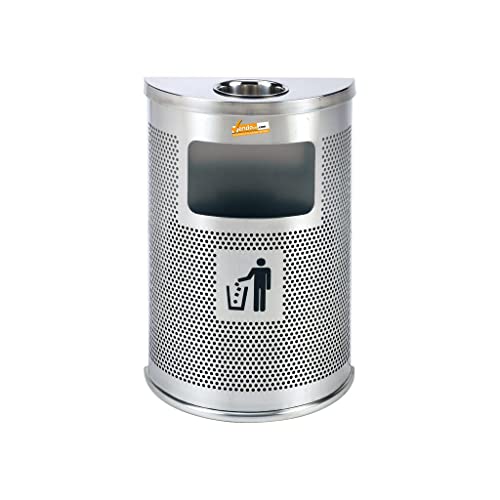 Vendooh! Cestino SEMICIRCOLARE Mezzo Cerchio con POSACENERE in Alto da Parete Esterno