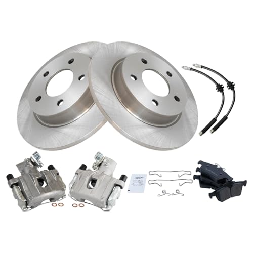 Image of TRQ Rear Brake Pad and Rotor Set Ceramic Calipers Compatible with 2006-2008 Mazda 3