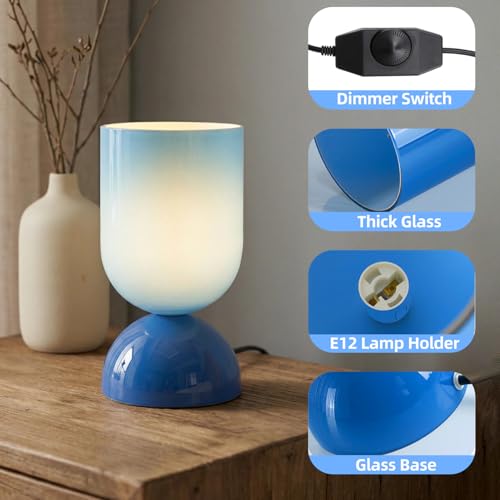 Lámpara de mesa moderna de vidrio 8.9 pulgadas azul miniatura 3
