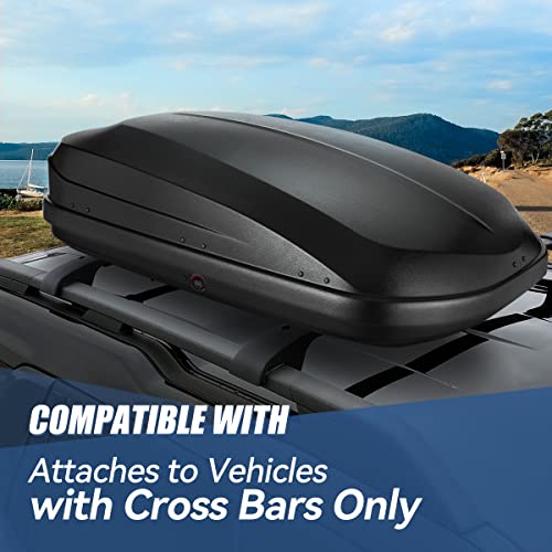 Image of Auto Dynasty Hard Shell Roof Top Mount Car Storage Travel Luggage Box Cargo Carrier, 55 (L) x 34.5 (W) x 14 (H) Inches, Capacity 110 Pounds, 12.7 Cubic Feet (Tool-Free Install), Textured Black Finish