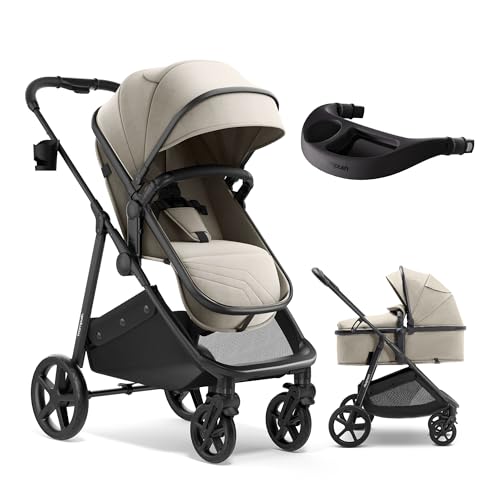 Image of Mompush Wiz 2-in-1 Bassinet Stroller with Snack Tray, Reversible Seat