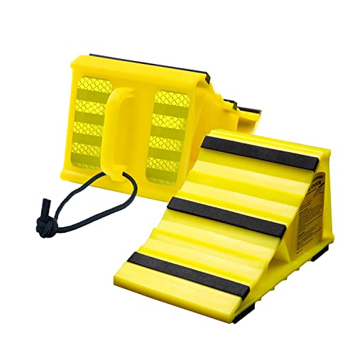  Lead Brand Wheel Chocks with Non Slip Base, Suitable for Most Tyre Sizes.Ideal Chocks for RV&Trailer, (L8 L x W4.7 x H4.1), Pack of 2 And Carry Bag.