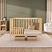 Dream On Me Synergy 5-in-1 Convertible Full-Size Baby Crib with Toddler, Day & Full Bed Conversion in Natural, GreenGuard Gold & BSA, 3 Mattress Heights, Sustainable Pinewood