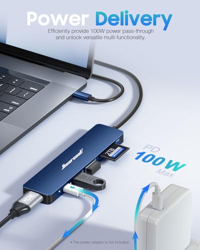 Image of Hiearcool USB C Hub for MacBook Air /Pro, 7-in-1 USBC Adapter Multiport with 4K HDMI Dongle, USB-C Dock Laptop Docking Station for Thunderbolt 3 /4 Laptops and Other Type-C Devices
