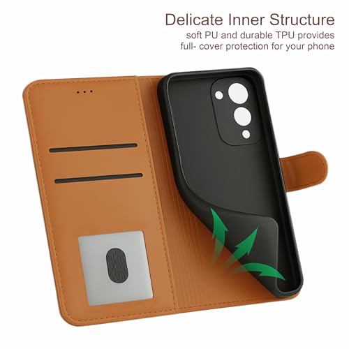 Image of AIBEX Shock Proof Flip Compatible for Motorola G54 / Motorola G64 5G Flip Cover Leather Finish | Inside TPU with Card Pockets | Wallet Stand | Complete Protection Flip Case- Brown