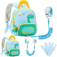 Accmor Toddler Leash Backpack with Anti Lost Wrist Link, Cute Dinosaur Bag Children Safety Walking Harness with Removable Little Pouch, Kids Travel Essential Mini Back Pack with Tether for Baby Boys
