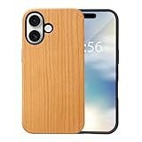 [Pretimo] iPhone 16 ケース 天然木 木製 ウッド 桜の木 ワイヤレス充電対応