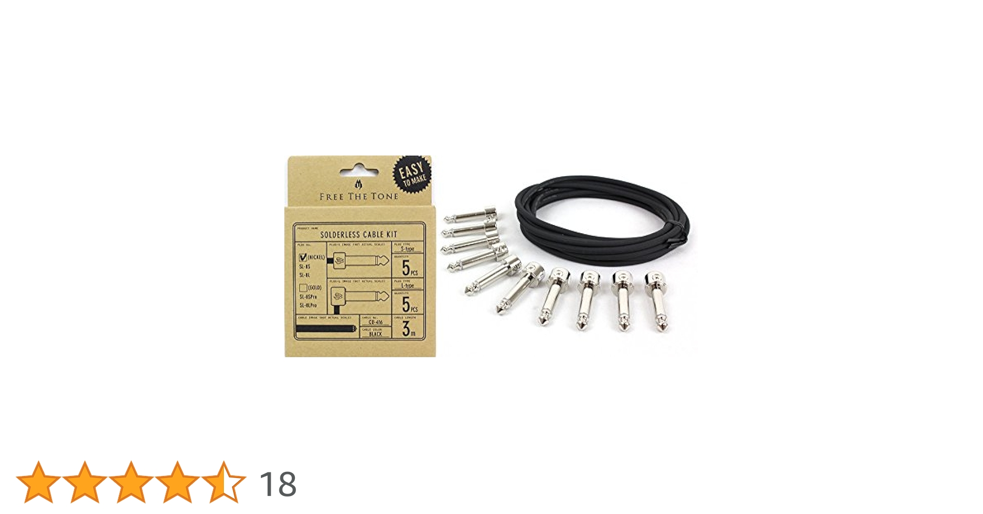 FREE THE TONE ソルダーレスパッチケーブルセット　ケーブルおまけ付き Amazon | Free The Tone ソルダーレスケーブルキット SLK-SL-55