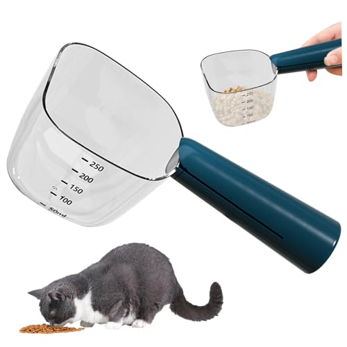 Hundefutter Messbecher mit Skala Genauige Haustierfutter Scoop mit Hundefuttertaschen Clips Multifunktional ABS CAT Food Löffel für Innenreisen im Freien Blau Messschaufel Hundefutter Scoop Katzenfut