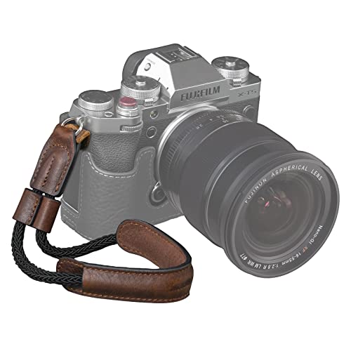 SMALLRIG Dragonne pour Appareil Photo, Dragonne en Cuir Vintage pour Fujifilm X-T5/X-T4/X-T3/X-T30/X-E4/X100V et autres Mirrorless DSLR SLR, Sangle de Sécurité Réglable, Marron - 3926